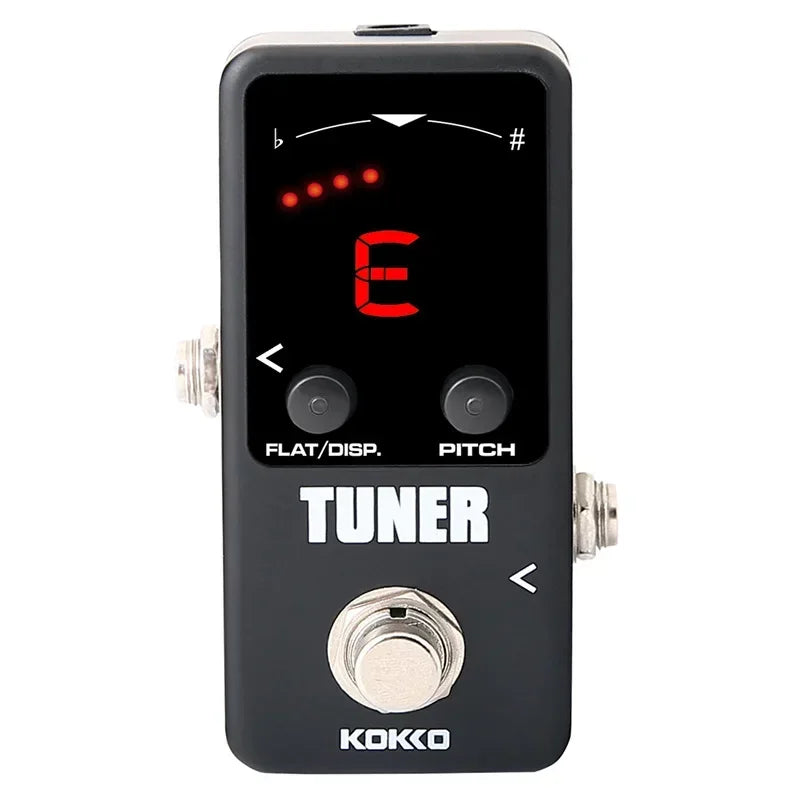 Pedal afinador mini cromático KOKKO Tuner Mini con pantalla LED y true bypass, para guitarra eléctrica y bajo