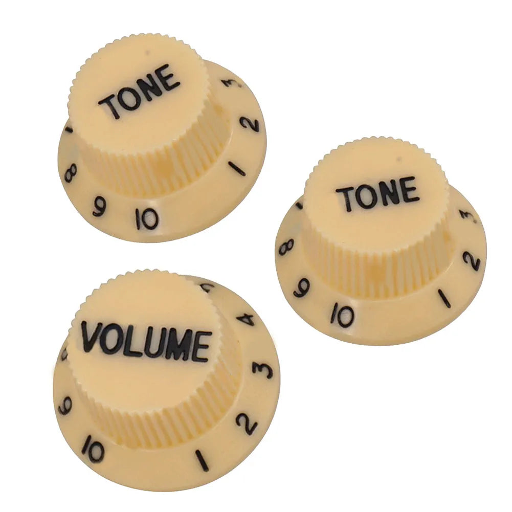 Set de 3 perillas de volumen y tono estilo Strat para guitarra eléctrica, 1 volumen y 2 tonos, en 5 colores