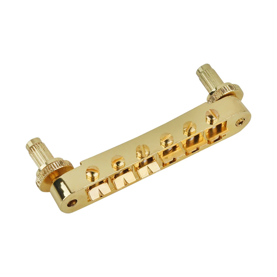Puente fijo estilo Tune-o-matic ABR-1 dorado para guitarra eléctrica de 6 cuerdas, con postes y ruedas de ajuste