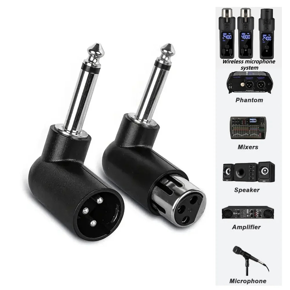 Adaptador en ángulo recto XLR de 3 pines a plug 6,35 mm, para micrófono, mezclador e interfaz de audio