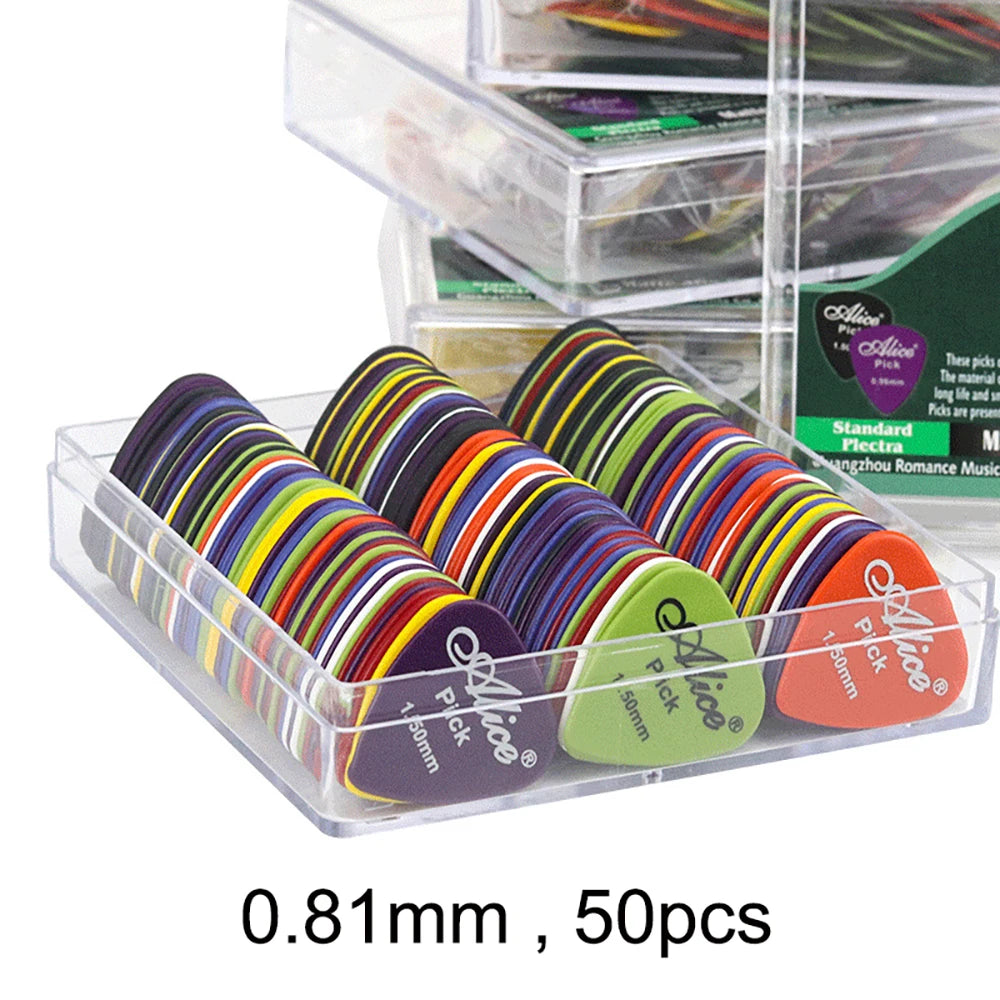 Pack de púas de guitarra y bajo ABS, 50 unidades, grosor 0,58–1,5 mm