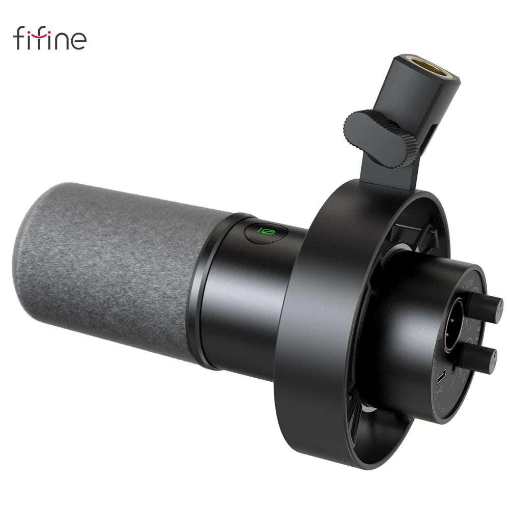 Micrófono dinámico FIFINE K688 USB/XLR con soporte de choque, botón táctil de silencio y control de volumen, para podcast, streaming y grabación en PC