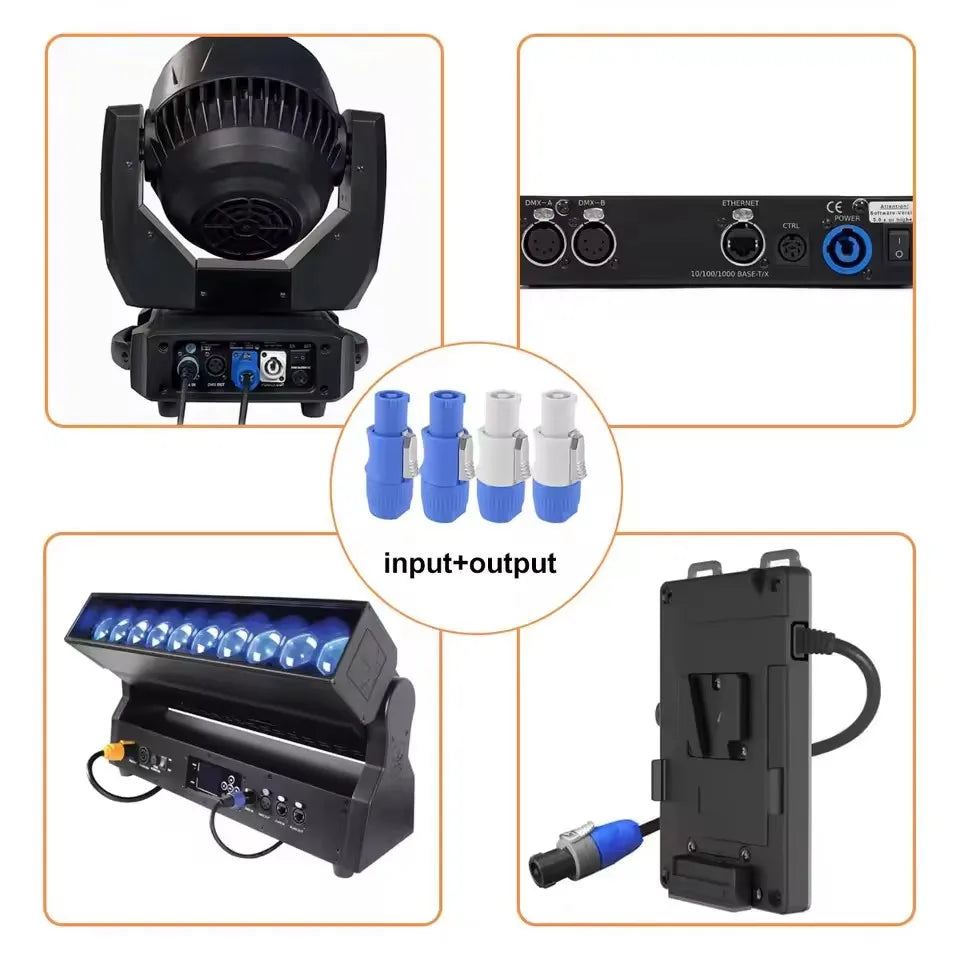 Conector tipo PowerCON 20A 250V para cable de iluminación y audio, entrada azul y salida gris