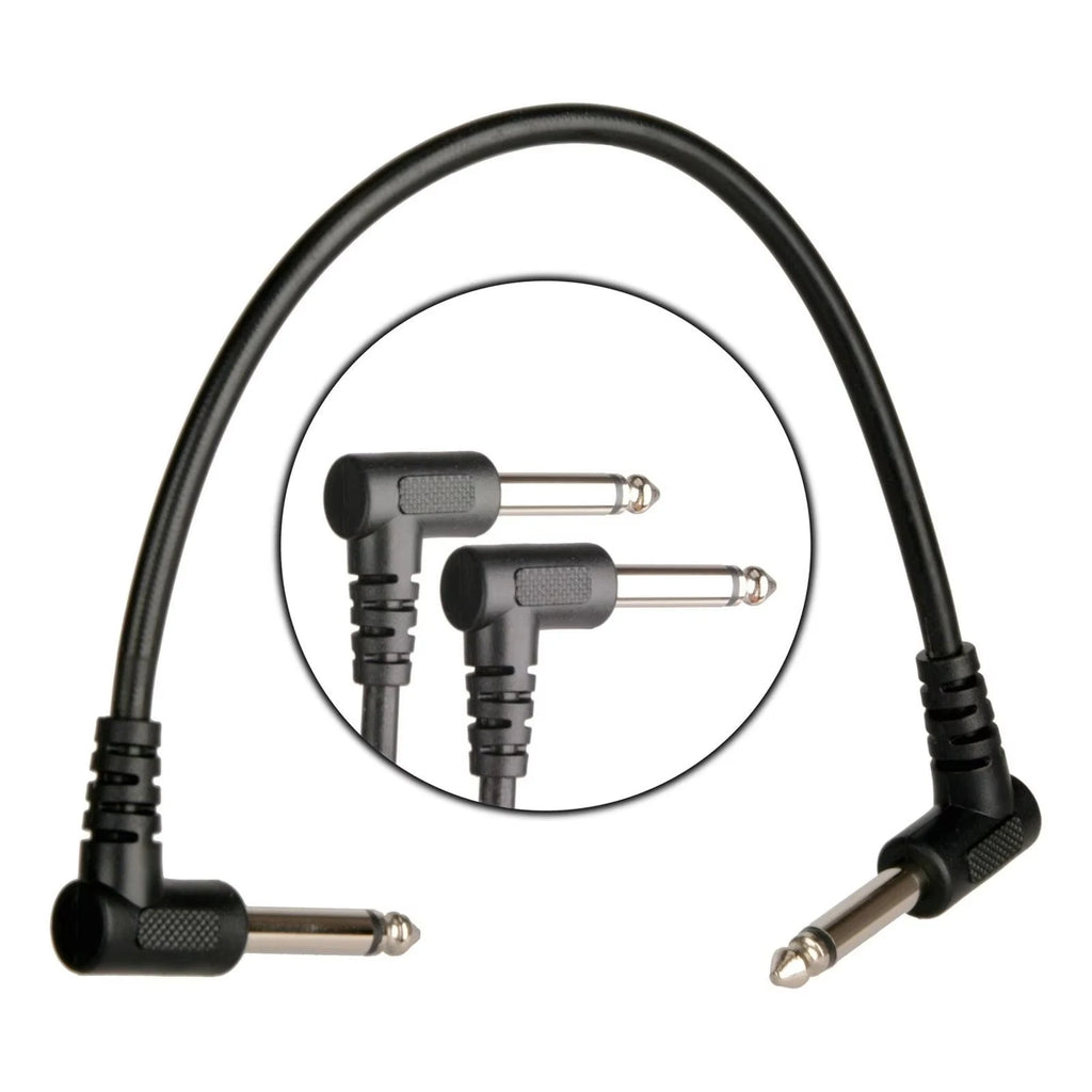 Cable patch corto de 21 cm para pedales de guitarra y bajo, TS 6,35 mm en ángulo recto, blindado, 1 o 6 unidades