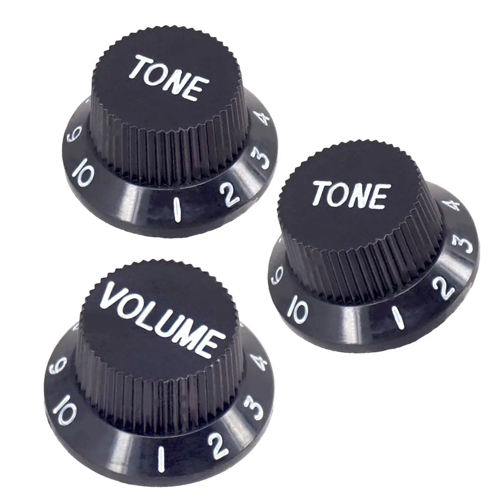 Set de 3 perillas de volumen y tono estilo Strat para guitarra eléctrica, 1 volumen y 2 tonos, en 5 colores