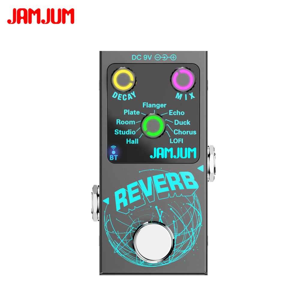 Pedal de efecto reverb digital para guitarra y bajo, con 9 tipos de reverb, audio Bluetooth y alimentación USB