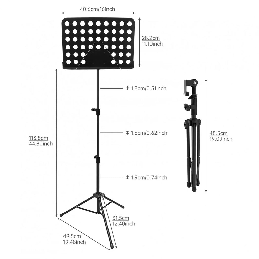 Atril plegable para partituras, altura ajustable de 80 a 142 cm, base de trípode, portátil