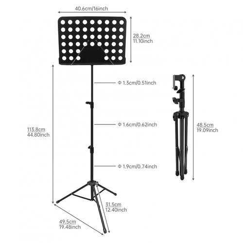 Atril plegable para partituras, altura ajustable de 80 a 142 cm, base de trípode, portátil