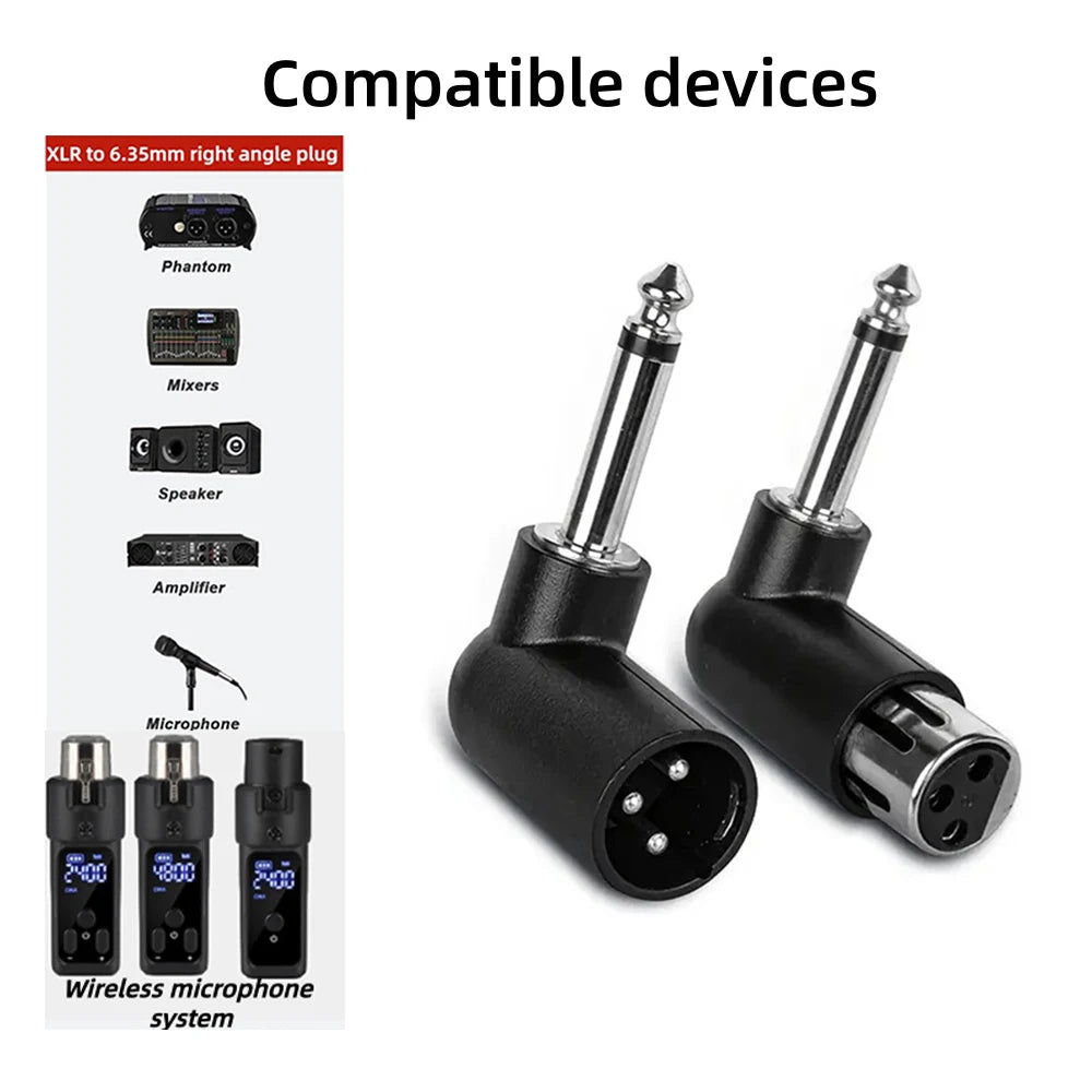 Adaptador en ángulo recto XLR de 3 pines a plug 6,35 mm, para micrófono, mezclador e interfaz de audio