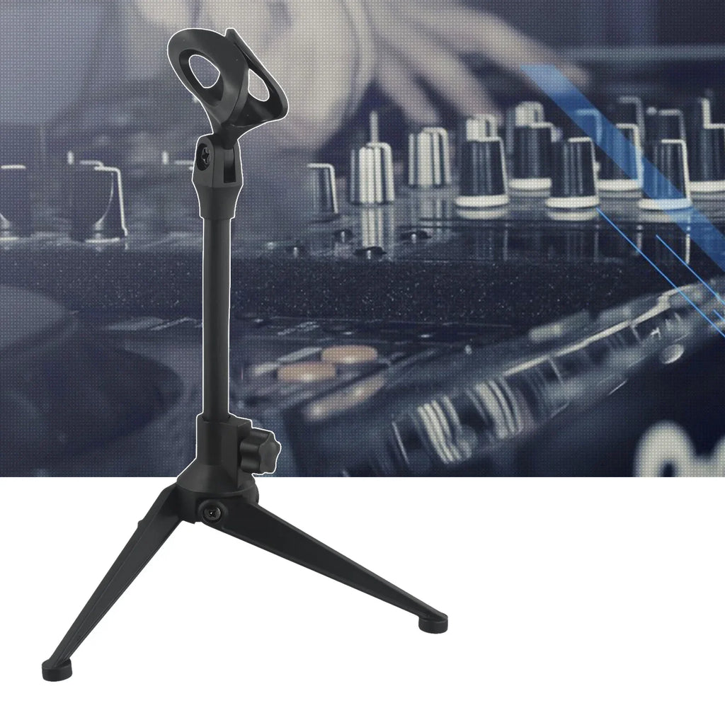 Soporte de micrófono de escritorio con trípode, mini y portátil, con clip para micrófono
